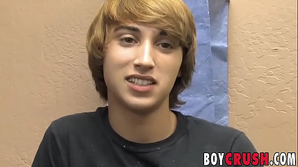 Adorable twink wanking his big cock solo