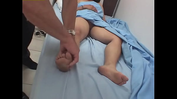 Dirty bald doctor pleasures himself with exotic feet