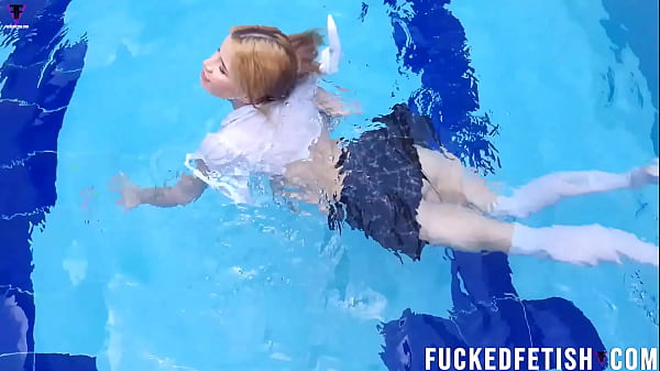 Sexy skinny blonde School pool new scene w48  