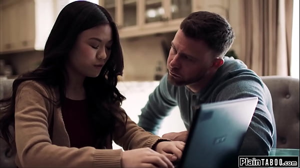 PlainTaboo.com - Asian masturbate on her roommate fucking when the milf catches her.The blonde kisses and licks the petite teen when the roommate appears with a hardon  