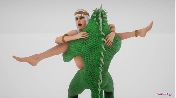 Green lizard fucks Cleopatra with a double cock