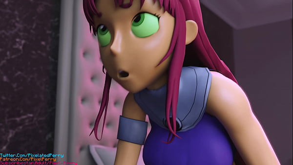 Starfire fucks while raven masturbates - pixel perry 