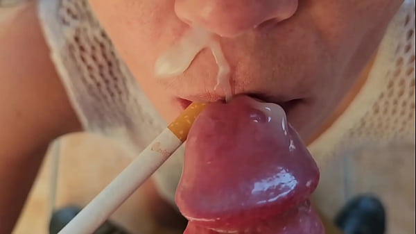 MILF Carmen Varta Sucks Dick and Smoking Cigarette with Cum in Mouth