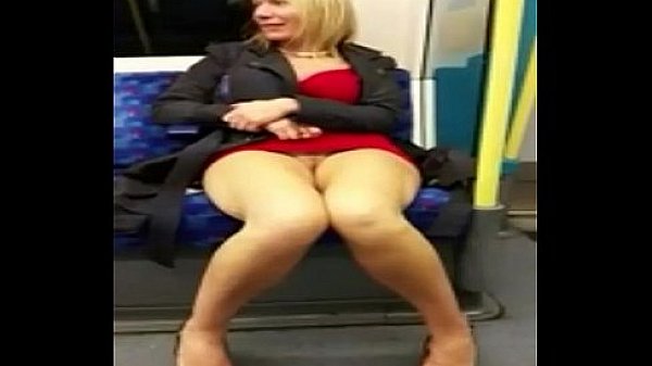WHITE WOMAN SHOW'S PRETTY PUSSY ON TRAIN-T b.