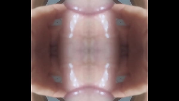 Smart Mirror app gives Quadrant effect mirror images of masturbation of my cock poking through a hole between buttons of my blue and white check shirt ending in an orgasm dripping strands of semen 