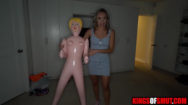 Step sister caught me jerking off to a sex doll  