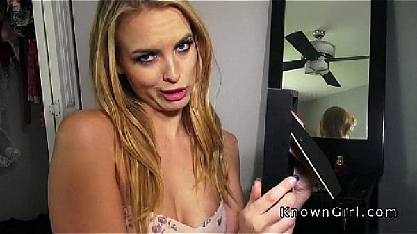 Beautiful blonde amateur bangs dude pov in his house