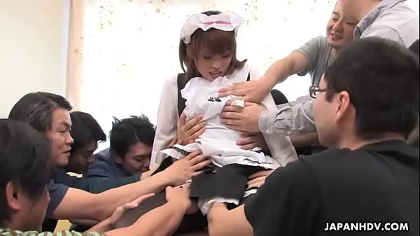 Asian waitress gets a creamer by the randy boys