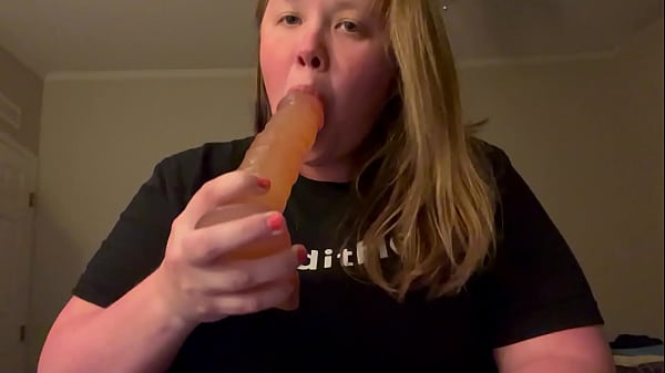 Kitty gags on large dildo