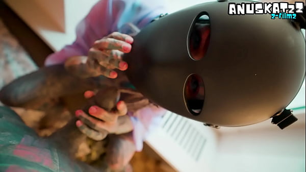 Tatted-up girl in a mask takes it deep in her ass her pussy left covered in cum 