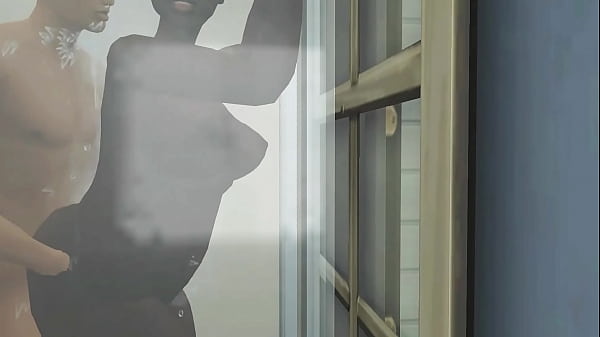 Interracial Couple in Shower  