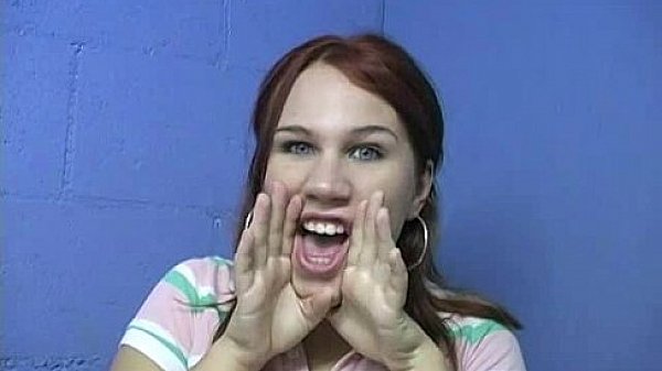 Hot girl sucking big white cock through a gloryhole 1