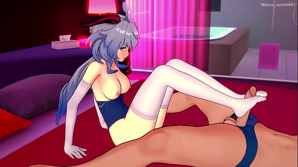 Ganyu (genshin impact) swimsuit love footjob  