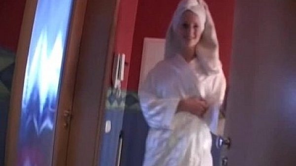 Blonde mom masturbates and sucks