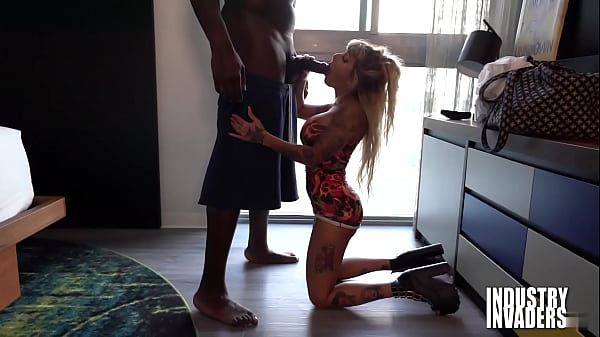 BIG TITTY PETITE SLUT Blowing on a HUGE BLACK DICK