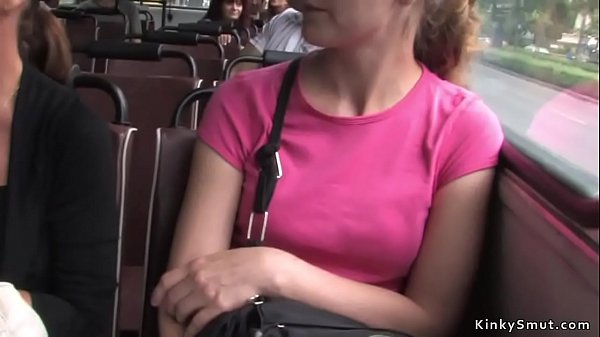 Natural busty and gagged slut in full bus mouth and cunt banged