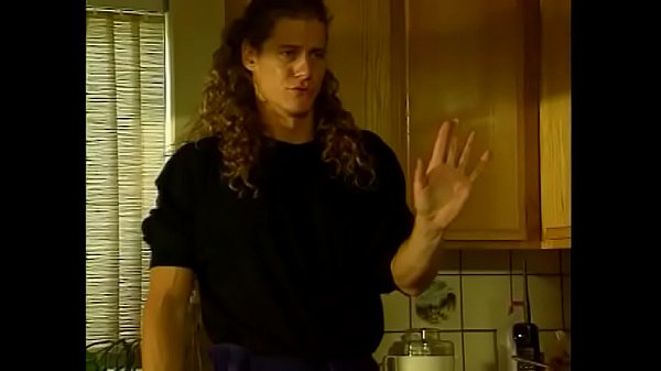 Playful blonde hotties fool around in the kitchen while their friend is talking to private detective  