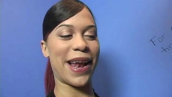 Ebony teen shows off her blowjob skills at gloryhole 14