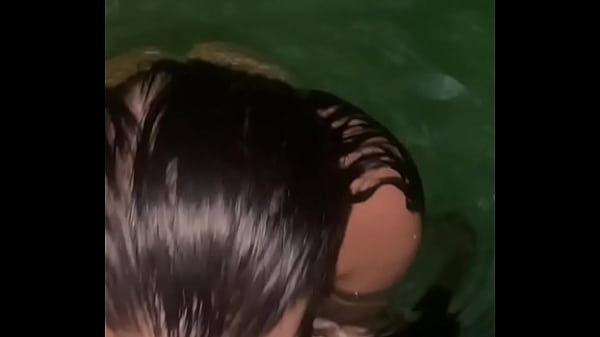 Latina slut sucks cock under water
