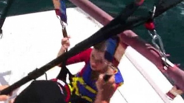 Bikinied Teens Parasailing