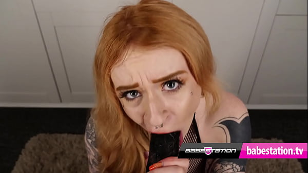 British redhead Azura Alii give messy gagging dildo blowjob  