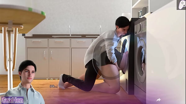 Stepmom asks for my help but I take out my big dick and masturbate cumming on big ass | Hentai Game P1