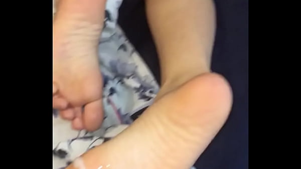 Cumshot all over Sexy girls feet