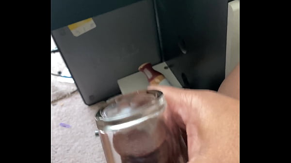 Black man with cup from Red Lobster jerking off