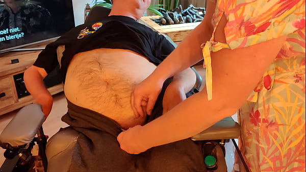 BBW gives blowjob to disabled neighbor in wheelchair when husband is away 