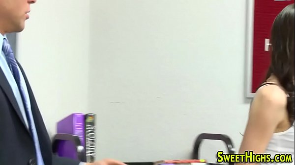 Uniformed teen fucks sucks and gets tasted in classroom