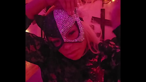 Sexy cat cleans and plays while wolf prowls  