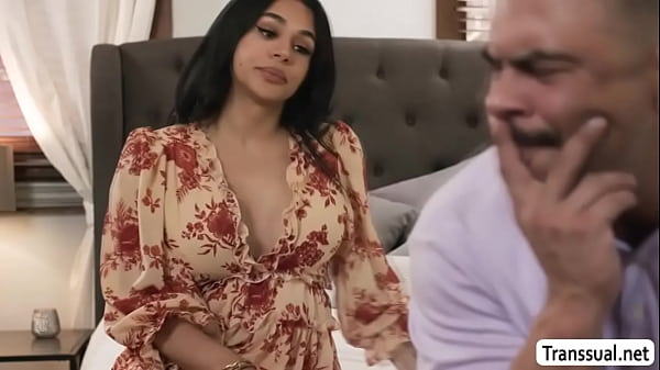 Big ass dude Draven Navarro welcomes shemale Eva Maxim in his big mansion.He throats her hard shecock passionately 