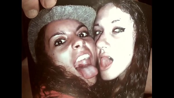 cumshot on two horny tongues - girls sharing sperm by Kater xxx 