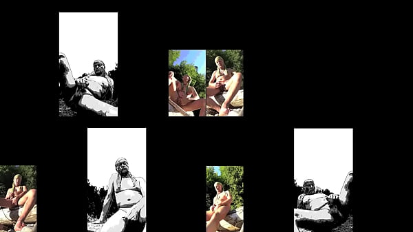 mature nudist playing with his uncut penis