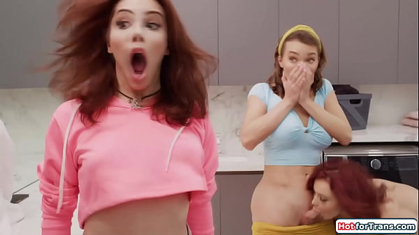 Busty milf Natasha Nice sucks and fucked by her big tits shemale neighbors Ariel Demure and Emma Rose.The blonde tgirl anal barebacks her trans lover 