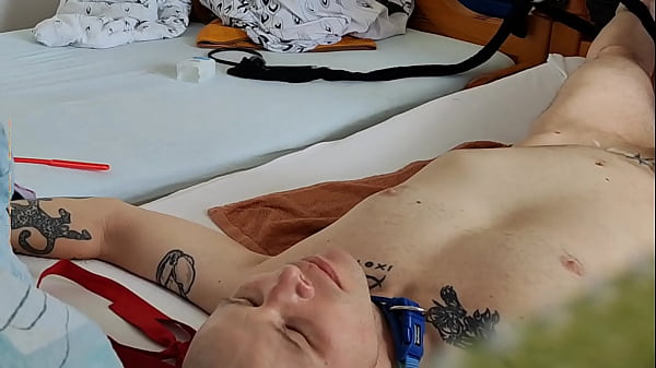 Submissive Slut Sucking Master&acute;s Balls, Licking Balls, Suffering for him, too