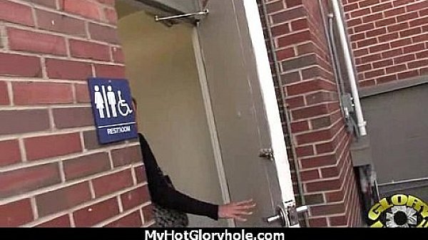 Ebony at the gloryhole jizzed on 17