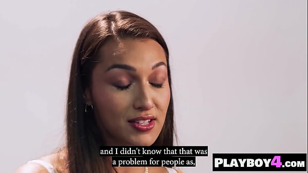 Hot big ass babe posed and big tits MILF masturbated after interview  