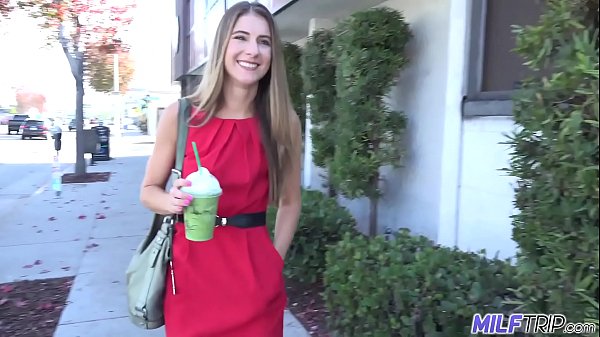 Lean brunette skips work to suck big dick