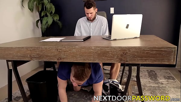 As they two were fucking under the table another guy came in and caught them in action. Little did they know that he also enjoys having gay bareback sex.  