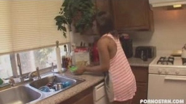 Ebony lesbian gives horny teen lesson in dildo fucking 