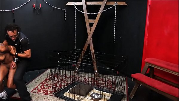 Caged ebony slave Harmonys candle wax punishment and black bdsm of dark bondage 