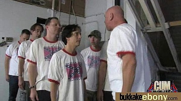 Hot ebony chick in interracial gangbang 3