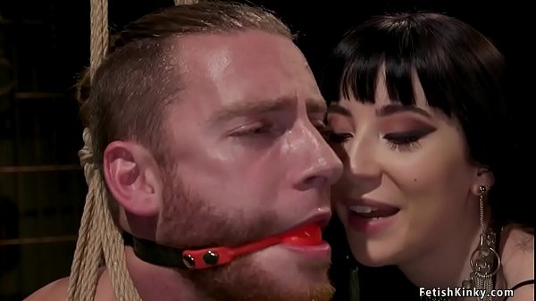 Tattooed brunette femdom Charlotte Sartre in latex gives face sitting to man slave Sebastian Keys then makes him fuck her with strap on dildo  
