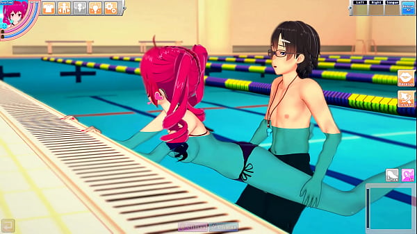 Hentai Kasane Teto In Swimsuit Enjoys The Pool With Guy  