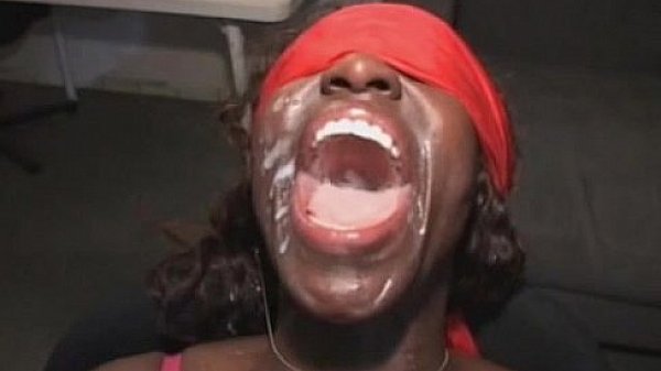 Busty black amateur teen home bukkake