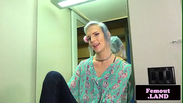 Stockinged femboi jerking off until cumshot  