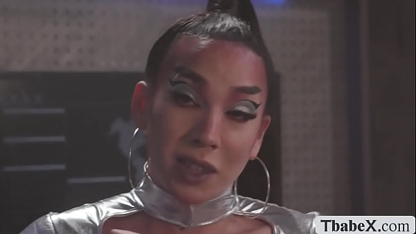 Shemale brunette astronaut Kasey Kei and Steve Rickz arrives in their spaceship 