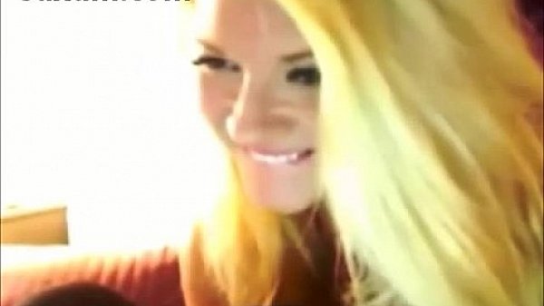 Sexy young college blond fucking her shaved pussy with dildo  