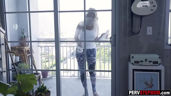 MILF stepmom with big tits banged by her spying stepson 